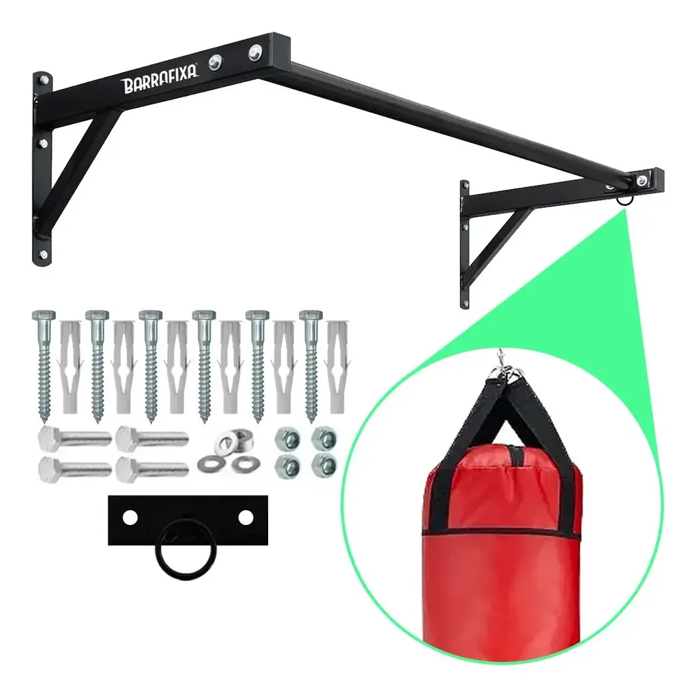 Barra Fixa de Parede Mista 50cm para Musculação e Crossfit com Suporte de Saco — review e melhor preço | gymcerto