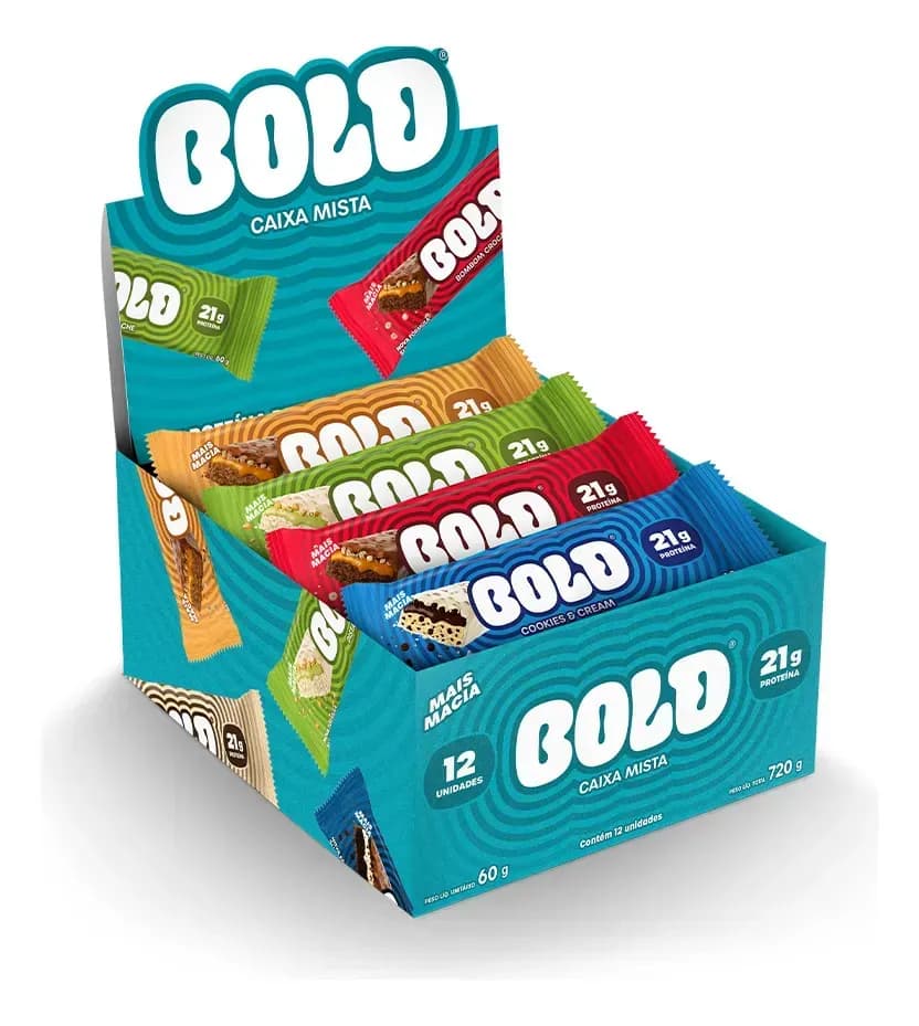 Bold Bar Caixa Mista 60g — Barra de Proteína 12 Unidades (21g de Proteína) - review, especificações e melhor preço | gymcerto