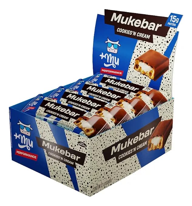 Mukebar +Mu Cookies’n Cream Sem Açúcar — Barra de Proteína 12 Unidades (15g) - review, especificações e melhor preço | gymcerto
