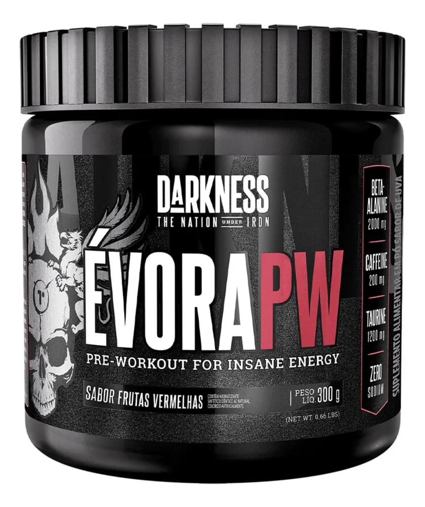 Pré-Treino Évora Darkness 300g Frutas Vermelhas — review e melhor preço | gymcerto